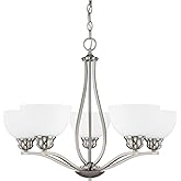Capital Lighting 4035BN-212 Stanton Soft White Glass Chandelier, 5-Light 500 Total Watts, 21" H x 27" W, Brushed Nickel
