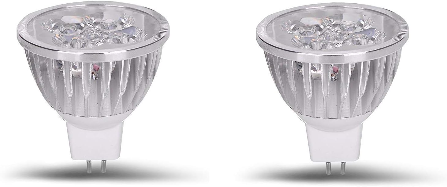 2 Pack I Mr16 Gu5.3 Fitting Bi Pin Base 4X1W Cluster Led Light Bulb Ac Dc 12V24V 2-Back-Pin Lamp Bulbs Replacement for 20W Halogen Spot Lamps, Home & Vehicle Interior & Any Low Volt Lightings, Cool White, 4W