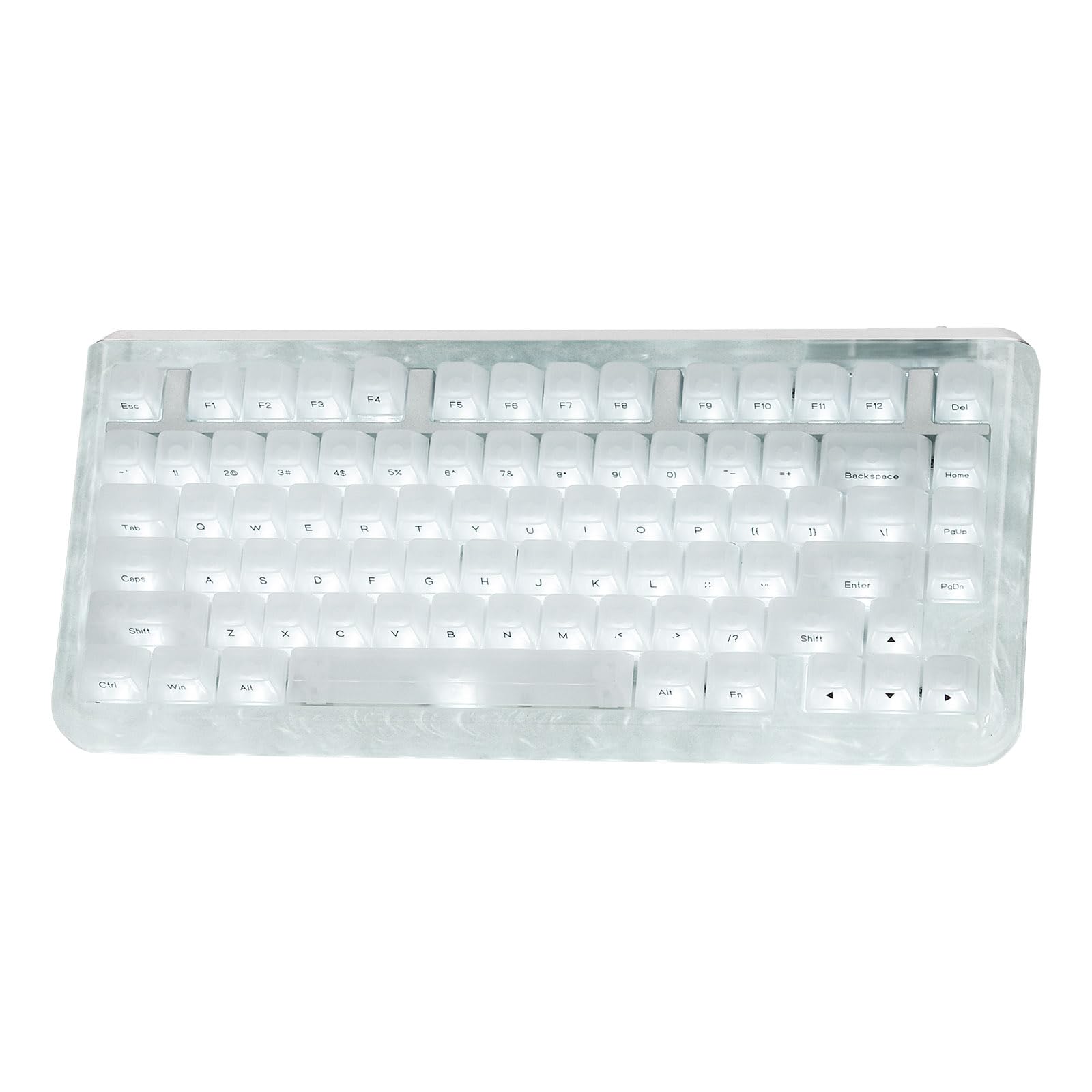 KiiBoom Jade75 75% Resin Molding Mechanical Keyboard, BT5.0/USB-C/2.4GHz Wireless Gaming Keyboard, QMK&VIA Programmable, RGB Backlits, Hot-Swappable, CNC+UV Case for Windows/Mac/Linux (White)