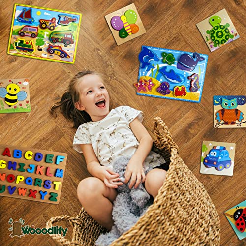 12 Pack Premium Chunky Wooden Puzzles for Toddlers Ages 24 Toddler