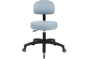 Chair Master Round Vinyl Fabric Adjustable Chair for Exam Rooms, Labs, Doctor and Dentist Offices. Easy to Clean! 17"-22" Seat Height NO FOOTRING (Rubber Roller, Gray)