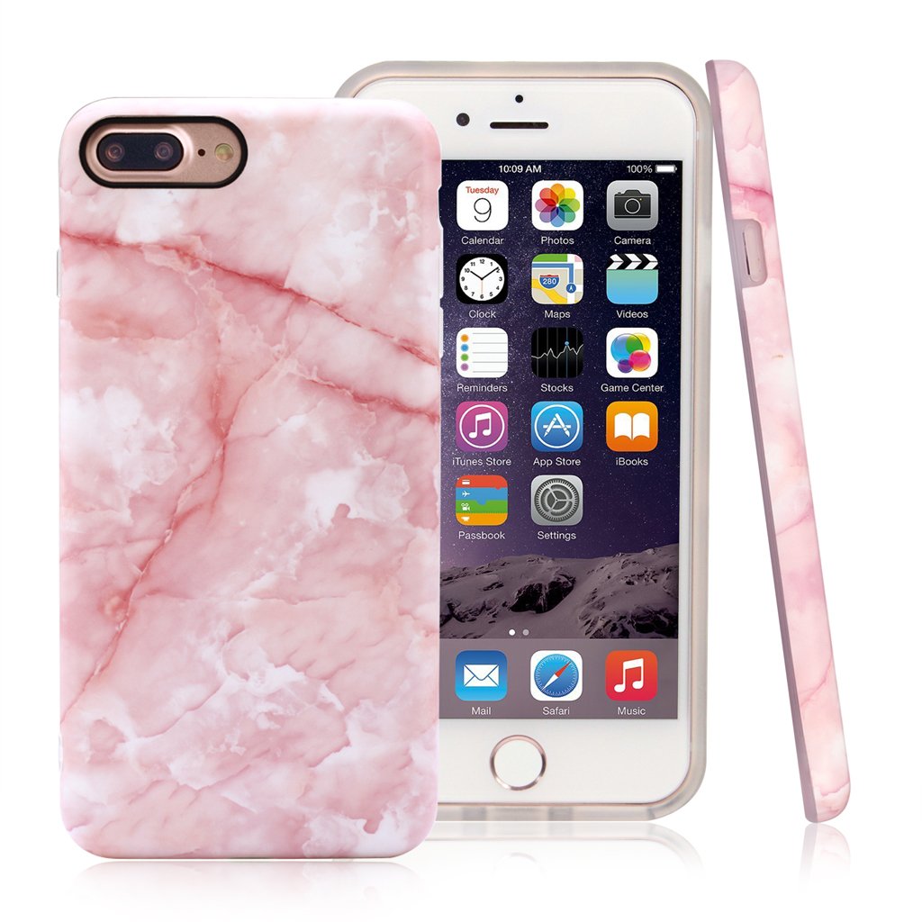 Nasousa iPhone 7 plus for Girls, IMD Printing Slim-Fit Ultra-Thin Anti-Scratch Shock Proof Dust Proof Anti-Finger Print TPU Case for iPhone 7 plus(5.5 inch)(Pink Marble)