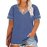 RITERA Plus Size Tops for Women Short Sleeve T Shirt Casual Summer V Neck Tunics Tees XL-6XL