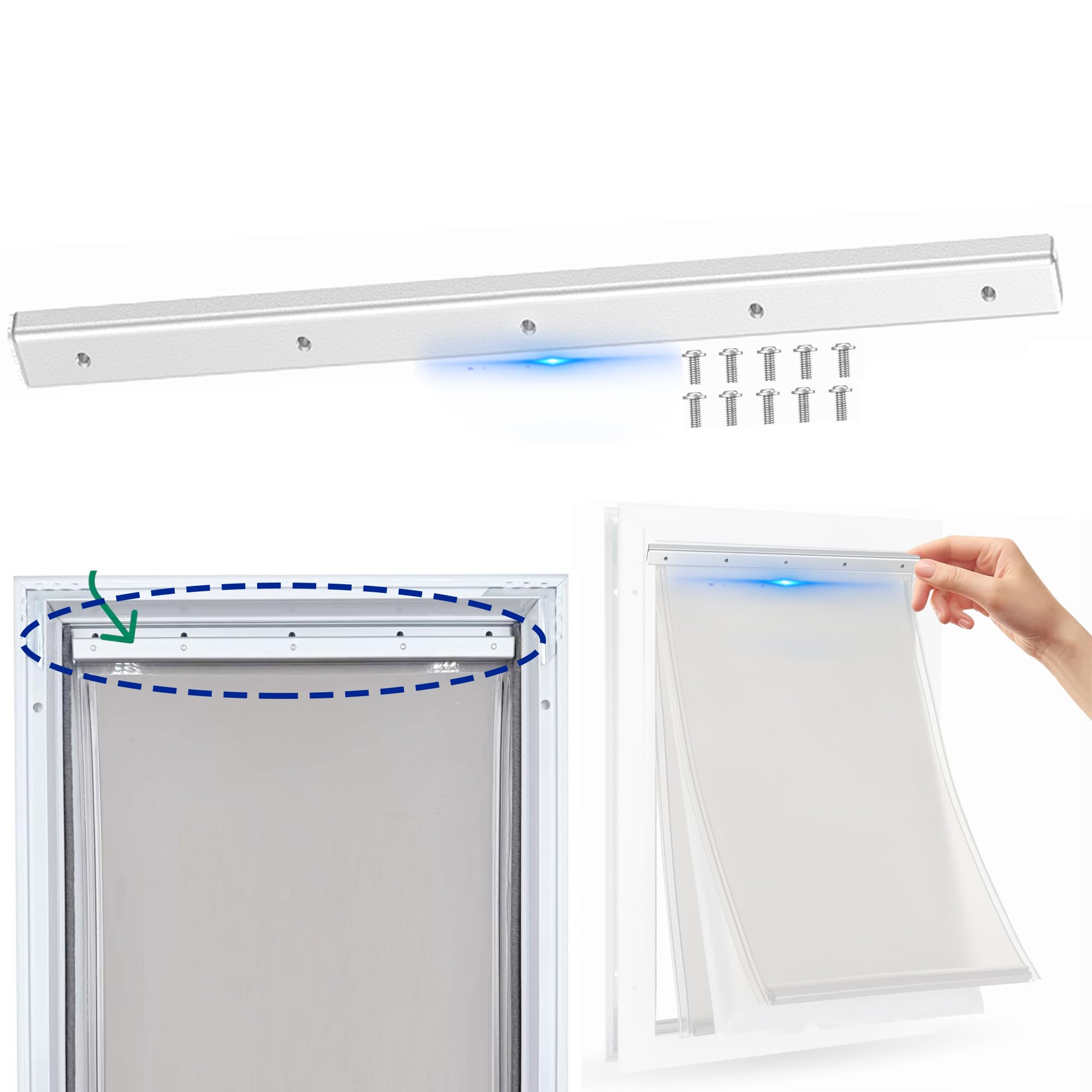 Photo 1 of 1 PCS Large Aluminium Alloy Dog Door Flap Replacement Bracket for PetSafe Dog Door Replacement Flaps PAC11-11039- Easy Installation with Screws