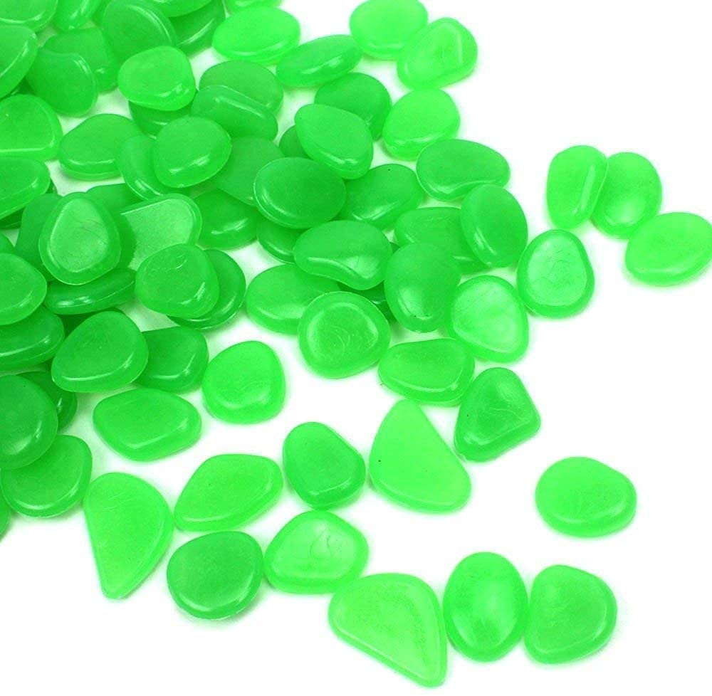 RMTL 200 Pcs Glowing Pebbles Stones, Glow in the Dark Stones Pebbles Rocks, Luminous Pebbles Cobblestones Colorful, Garden Pebbles Gravel Decoration for Garden, Fish Tank, Aquarium, Pathway (Green)