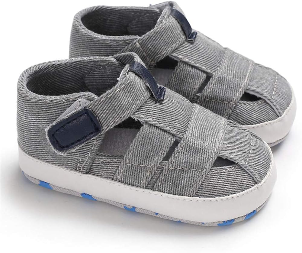  | Meckior Summer Baby Infant Boys Sandals Canvas Soft Sole Non-Slip Closed Toe First Walkers Shoes | Sandals