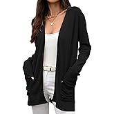 Sulozom Cardigan Sweaters for Women Casual Long Sleeve Open Front Knit Long Cardigans with Pockets