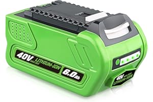 GROWFEAT 40V 6.0Ah 29462 Li-ion Replacement for Greenworks 40V Battery Compatible with Greenworks 40V Cordless Power Tools 29462 29252 20202 22262 25312 25322 20642 22272 27062 21242