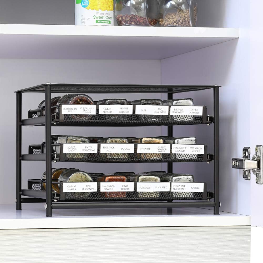 3 Etagen Gewürzregal ausziehbarer Gewürzständer für 24 Gewürze Küchen