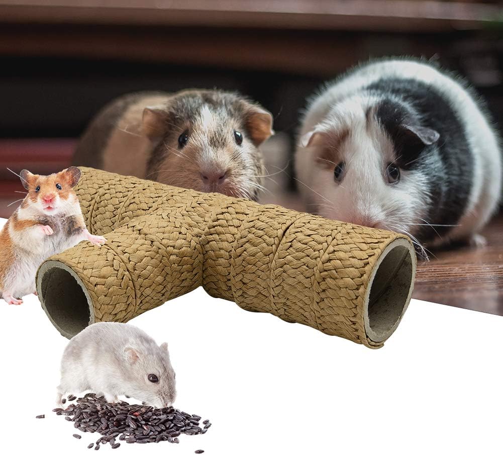 Furpaw Hamster Tunnel, Hamster Chew Toy Tube Tunnels in 3Way, Natural