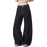 Aelfric Eden Baggy Jeans for Women Vintage Rivet Barrel Jeans High Waisted Wide Leg Y2k Streetwear Pants