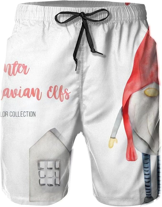 Mens Swim Trunks 3D Print Board Shorts No Mesh Lining Swim Shorts with Pockets Winter