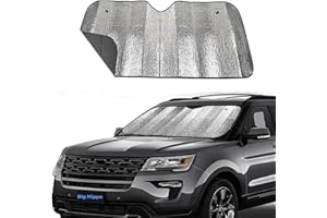 Big Hippo Car Windshield Sun Shade-Jumbo/Standard Car Window Shades Keeps Vehicle Cool-Front UV Ray Protector Sunshade-Easy to Use Sun Shade-Silver(55.16"X 27.5")