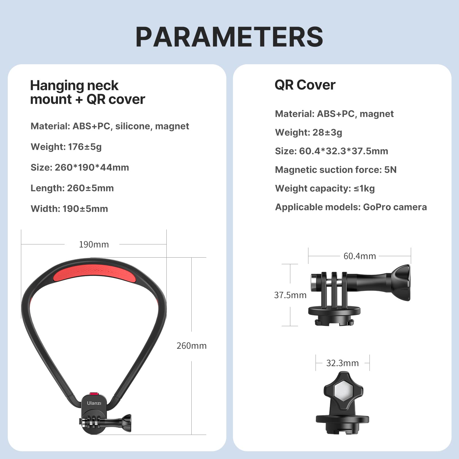 ULANZI Go Quick II Magnetic Neck Mount for Action Camera, One-Click Quick Release Design, Compatible with GoPro Hero 13/12/11, for Insta360 X5/X4/X3/Ace Pro 2, for DJI OSMO Action 5/4/3 Pro