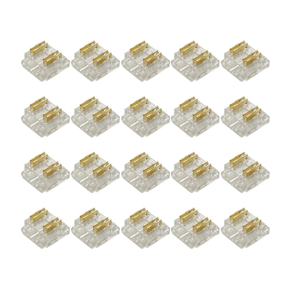 Masterwon RGB LED Strip Light Connectors 4-Pin 10mm Solderless Clips for COB Tape Strip-to-Wire Joints (Pack of 20)