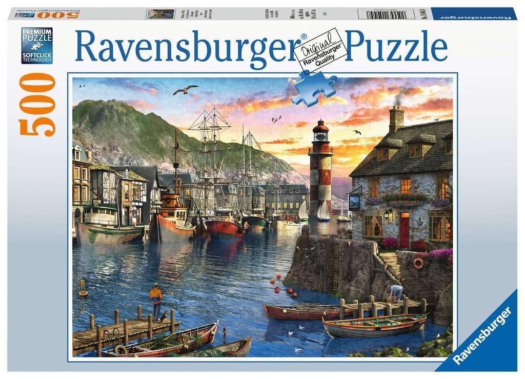 Ravensburger Sunrise at the Port 500-piece Jigsaw Puzzle, [Amazon Exclusive]