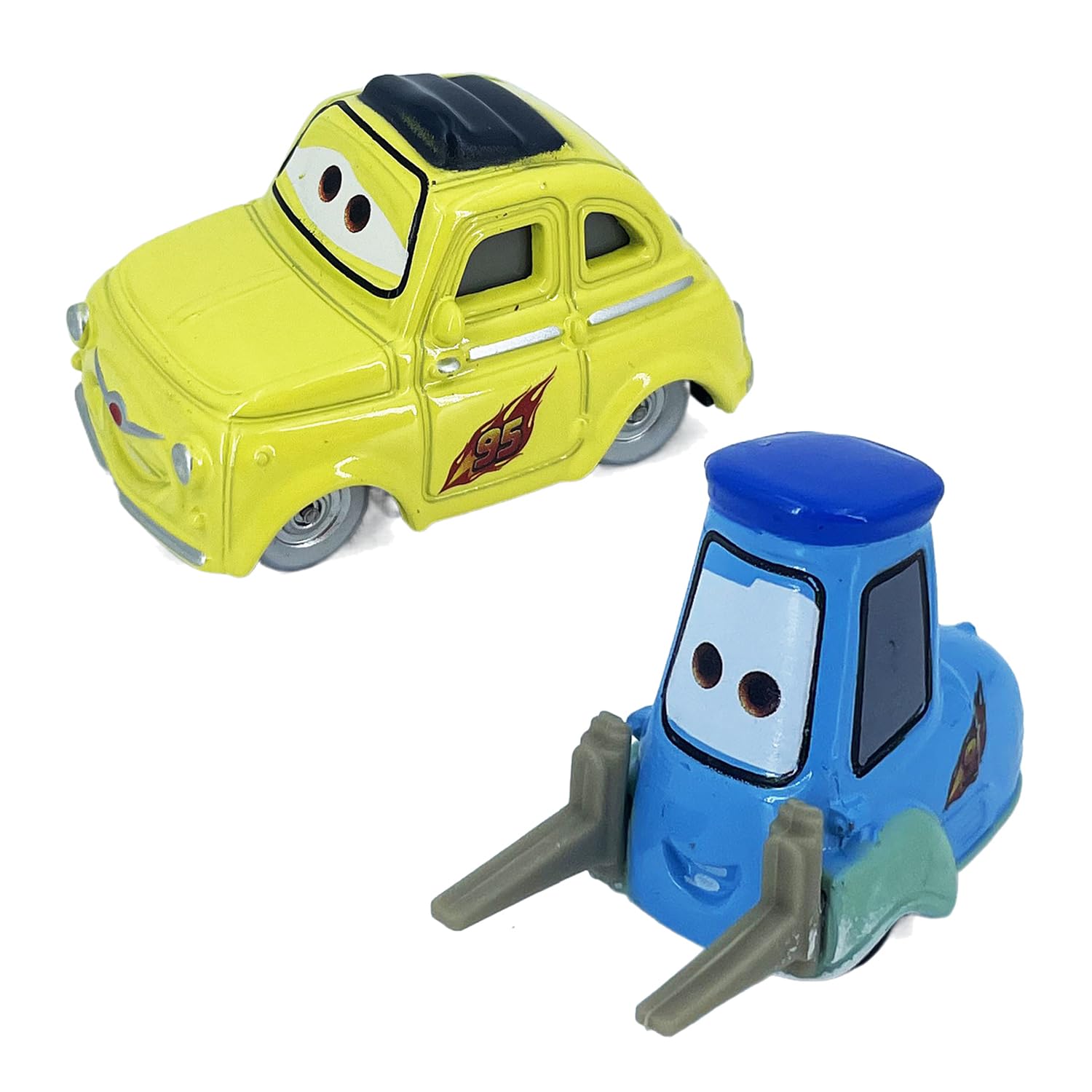 2PCS Portable Small Toy Car 1:55 Diecast Model Metal Body Racers for Preschool Kids 3+ Year Boy Gift (Yellow+Blue)