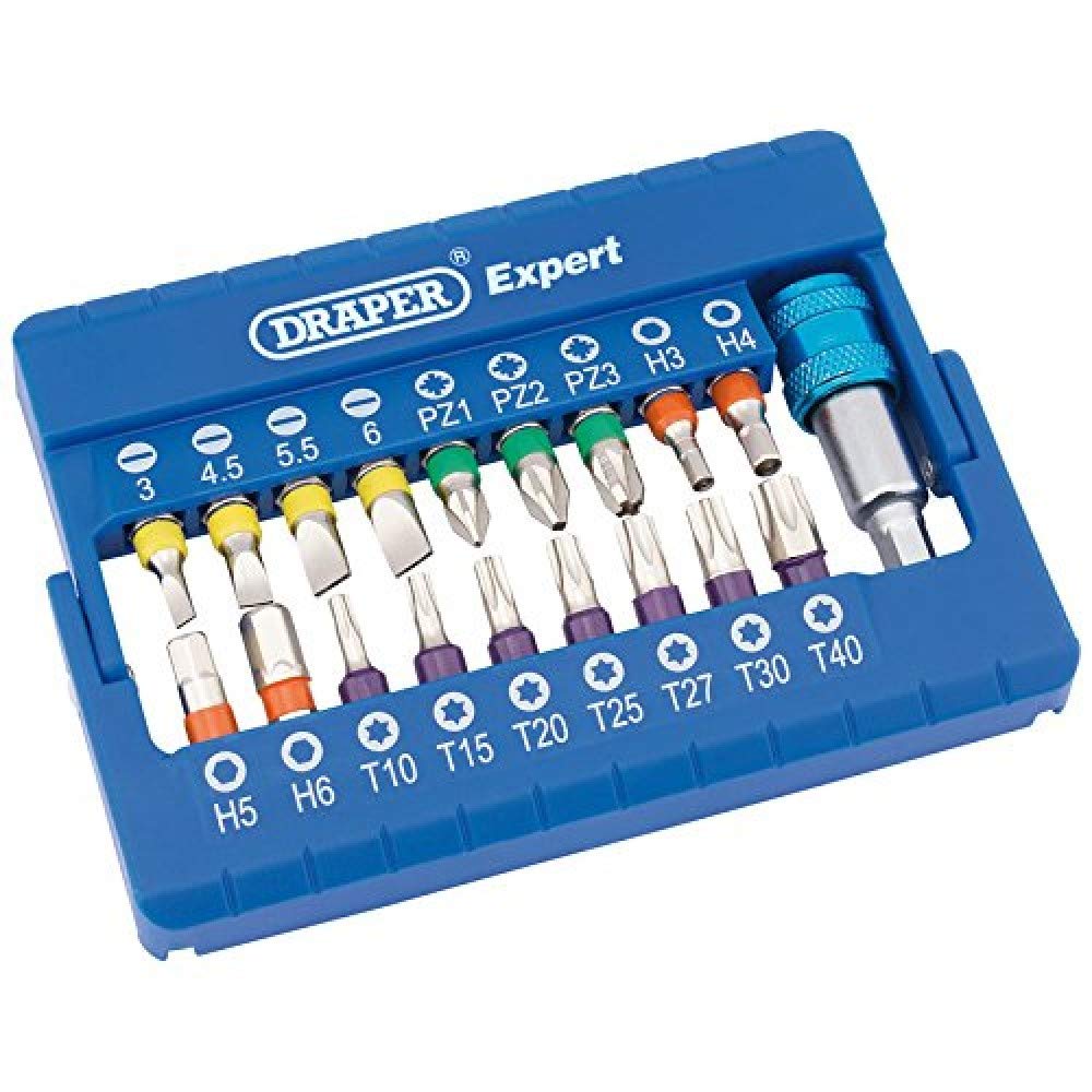 Draper 82402 Coloured Screwdriver Bit Set with Magnetic Holder (19 Piece)