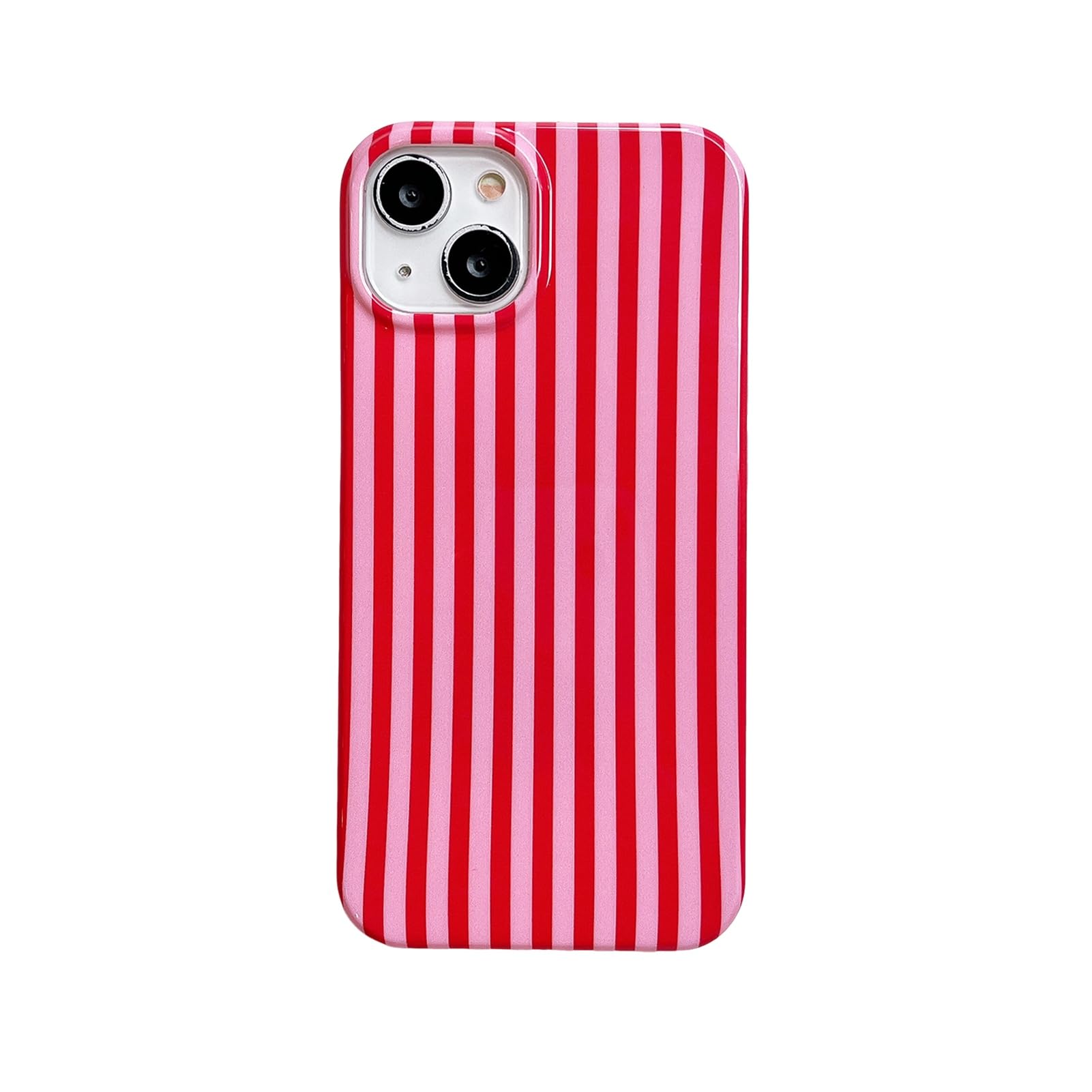 Reoomukk Cute Striped Phone Case Compatible with iPhone 14/13 6.1",Aesthetic Trendy Retro Stripe Pattern Chic Pretty Stylish Protective Girls Women Cover for iPhone 14/13-Red Pink