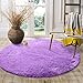 LOCHAS Luxury Round Fluffy Area Rugs for Bedroom Kids Girls Room Nursery, Super Soft Circle Rug, Cute Shaggy Carpet for Children Living Room, 4x4 Feet Purple