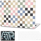 G JGOO Compatible with MacBook Air 13 inch Case 2026 2025 2024 2023 2022 M4 A3240 M3 A3113 M2 A2681, Hard Shell for MacBook Air 13.6 inch Case + Keyboard Cover + Screen Protector, Colorful Checkered