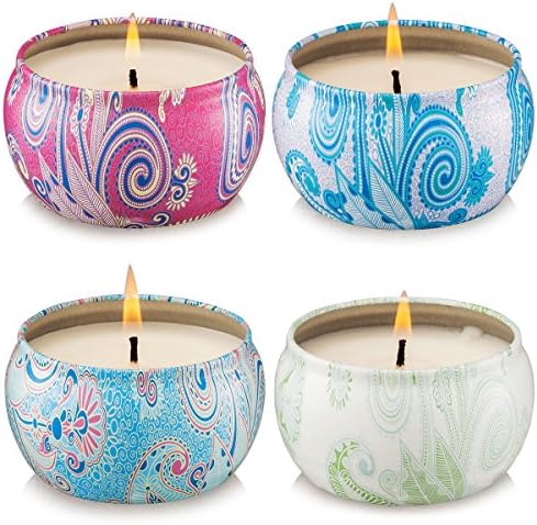 Onlywax Scented Candles Girfts Sets for Women and Men 100% Soy Wax Tin Candles, Aromatherapy Jar Candles for Home Décor Christmas Gift Celebration. Set of 4