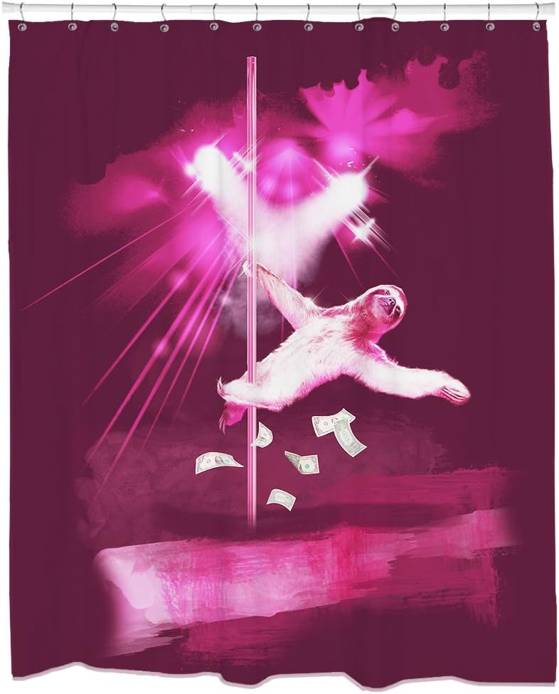 Amazon Com Sharp Shirter Funny Sloth Shower Curtain Set With