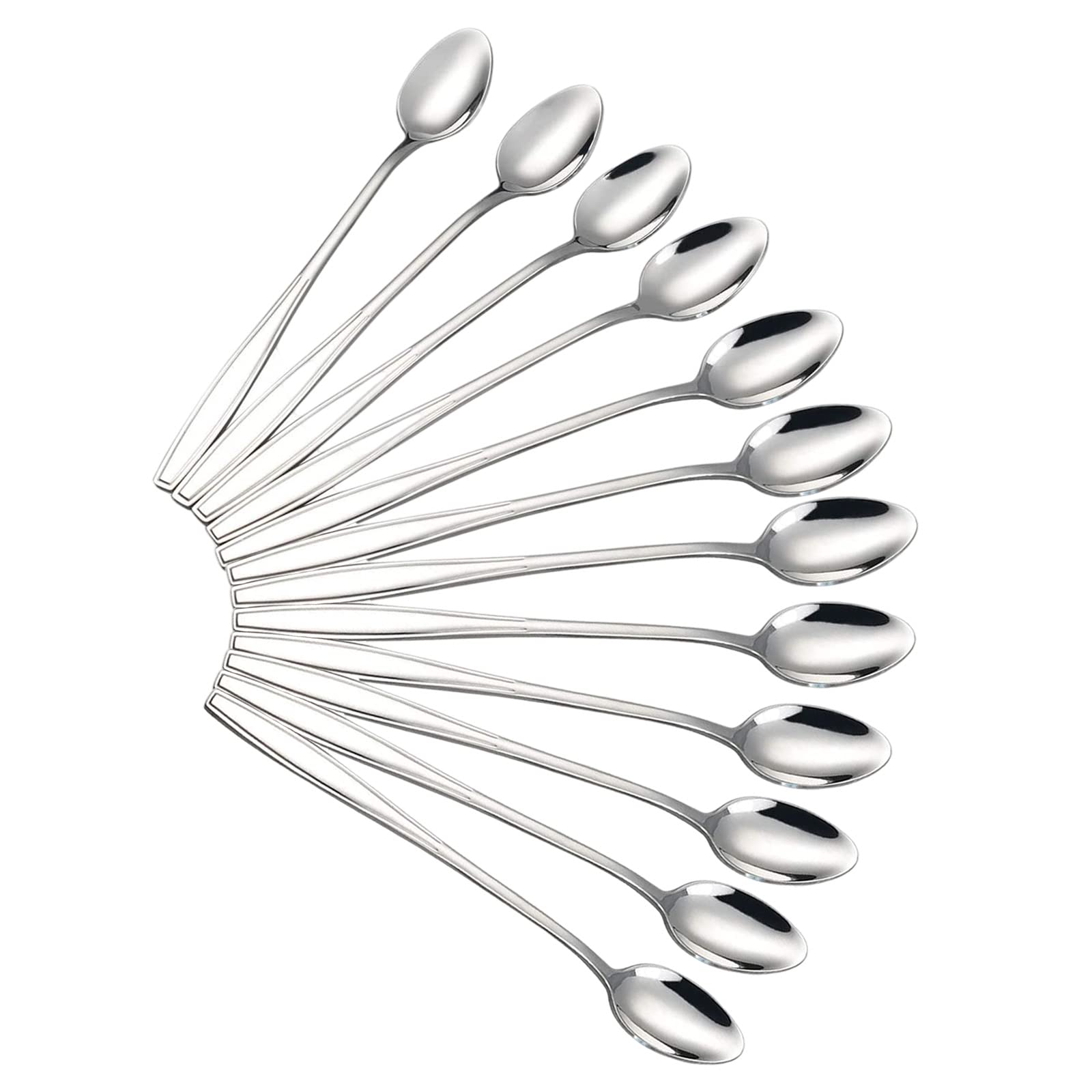 12Pcs Latte Spoon Stainless Steel Long Handle Coffee Spoons Sliver Long Handled Teaspoons for Latte Milkshake Iced Hot Drink Dessert