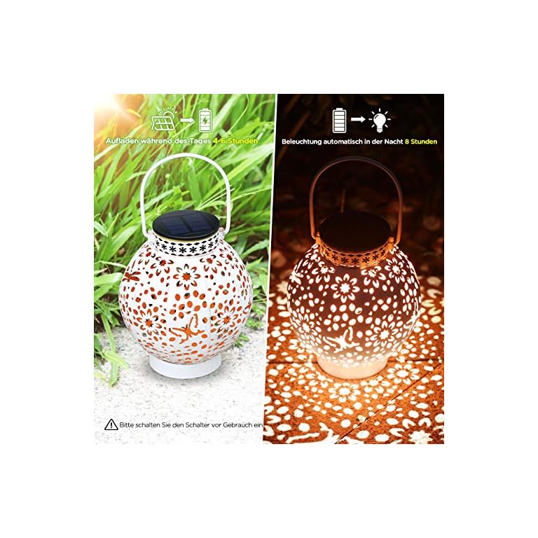 KOOPER LED Solar laterne für Außen, Vintage Metall Solarlampen für