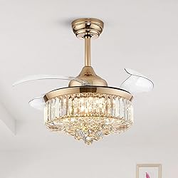 Siljoy 36 Inch Gold Fandelier Ceiling Fan with