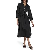 Halston Womens Cotton Poplin Waist Tie Fit & Flare Dress