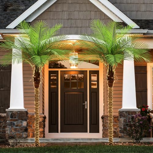 ZEEOZE 210 cm Artificial Palm Tree Phoenix High Artificial Palm Trees with 15 Adjustable Leaves Faux Phoenix Palm Trees for Outdoor Terrace, Swimming Pool, Home Office, Living Room, Garden (2 Pieces