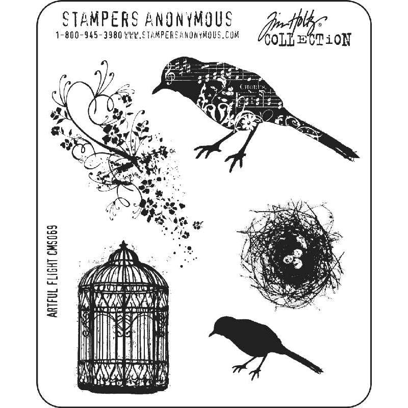 Art Gone Wild Tim Holtz Artful Flight Cling Die Set, Black