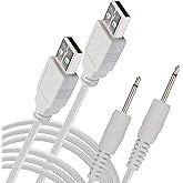 FENERGY SHOP Replacement DC Charging Cable | USB Charger Cord - 2.5mm (White) - Fast Charging - 2 Pack