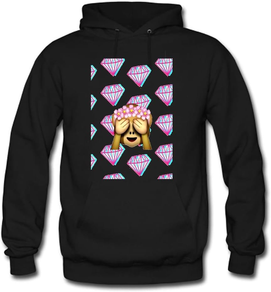 Monkey Emoji Custom Men's Hoody Hoodie Hooded Sweatshirt by Hkhoodies (Black)