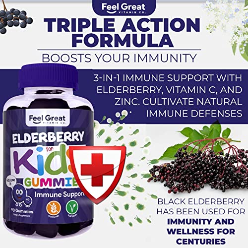 Elderberry Gummies for Kids by Feel Great Vitamin Co. Delicious Vegan
