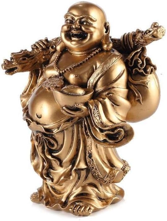 Feng Shui Lucky Laughing Buddha, Gold, 17x10x15cm - Image 3