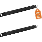 Tecmojo 2 Pack 0.5U Cable Management Brush Panel for 10" Server Rack, Rack Mount Cable Organizer for Network Cabinet, Black