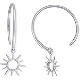 Boma Jewelry Sterling Silver Sunburst Pull Through Hoop Earrings