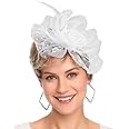 Fascinators Hat Women Tea Party Headband Flower Cocktail Mesh Feathers Hair Clip Kentucky Derby Hat Wedding