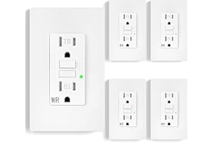 XimaoEase 5-Pack GFCI Outlet 15 Amp, Self-Test GFI Electrical Receptacle with LED Indicato, Tamper & Weather Resistant (TR/WR), UL Listed, LED Indicator, Wall Plate Included,Screwless Matte White