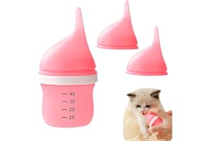 LOGFAADCOI Kitten Bottles for Nursing,Puppy Bottles for Nursing Puppy Milk, Anti-Choking Puppy Feeder Design, with 2 Extra Replaceable Silicone Nipples for Convenient Replacement (Pink)