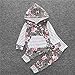 GBSELL 2PCS Toddler Kids Baby Boy Girl Clothes Floral Hooded Pocket Tops + Pants Set (Gray, 24 Month)