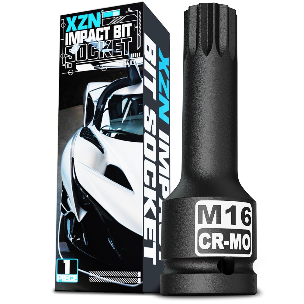 KIRXST Impact Triple Square Spline Bit Socket, 1/2" Drive M16 Spline Bit Socket, CR-MO Steel