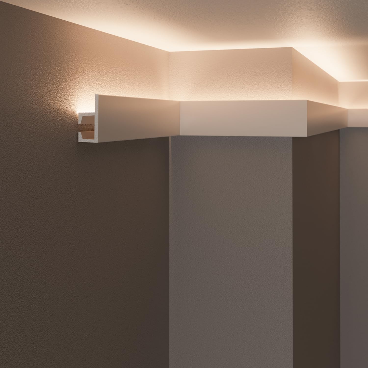 Veil Frames for LED Ceiling and Wall (4 or 10 Linear Metres - KH903), for Indirect Lighting with LED Strips | Decorative, Prefabricated in Duropolymer (10 m)