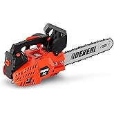 12 Inch Gas Chainsaw, 25.4CC 2-Stroke Top Handle Gas Powered Chainsaw Petrol Handheld Cordless Chain Saw for Tree Wood Cutting