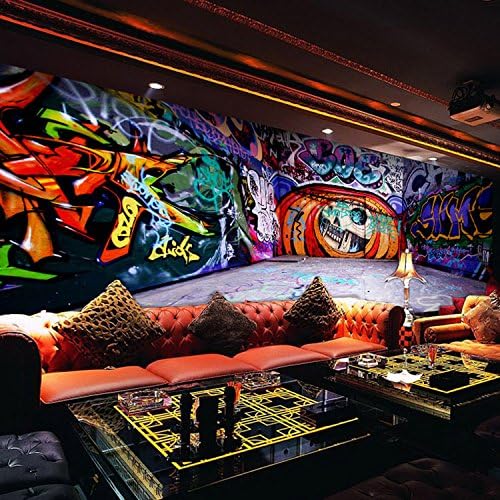3D graffiti wallpaper personalized art retro abstract cafe bar KTV living room bedroom wallpaper mural,C