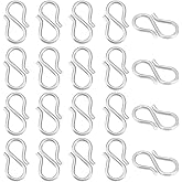 UNICRAFTALE 20pcs S-Hook Clasps Connectors Stainless Steel S-Shaped Wire Hook for Bracelet Necklace Jewelry Making 12.5x6x1mm