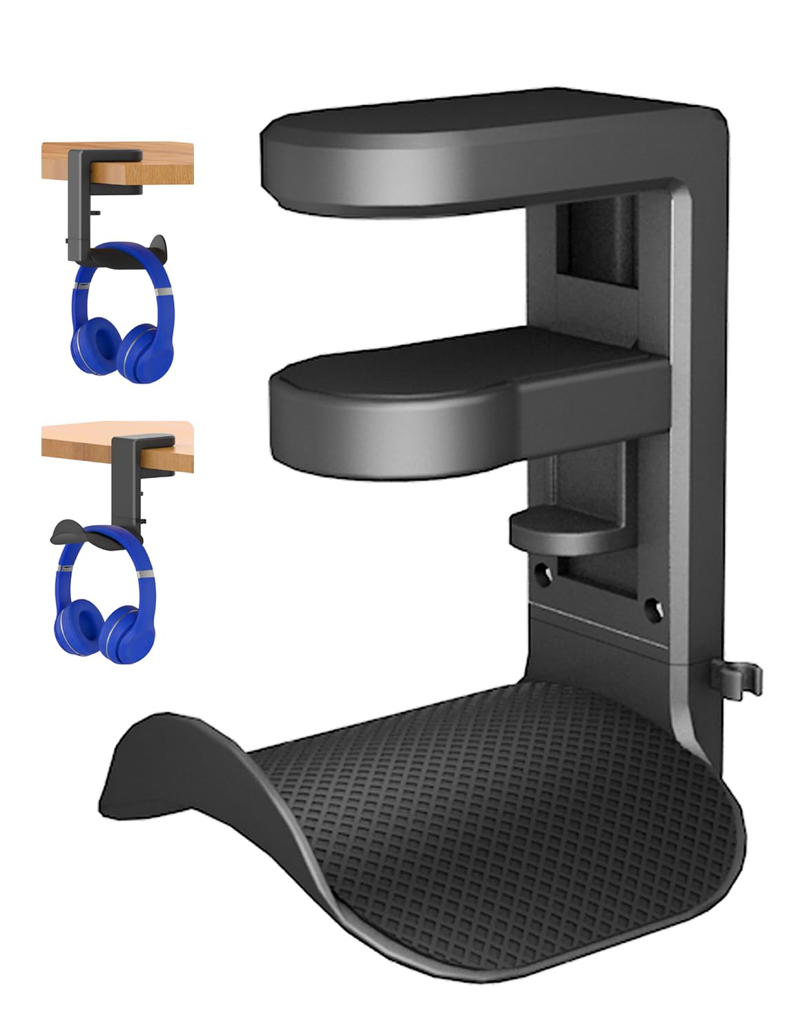 ETOWIFA Headphone Holder Hanger Upgraded with Rotating & Adjustable Clamp for Controller & Headphones, Headset Stand Under Desk Hook Mount Built in Cable Clip