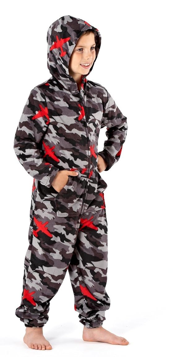 Jungen Tarnfarben Warm Fleece Onesie Pyjama Nachtw/&auml;sche Hausanzug 1973